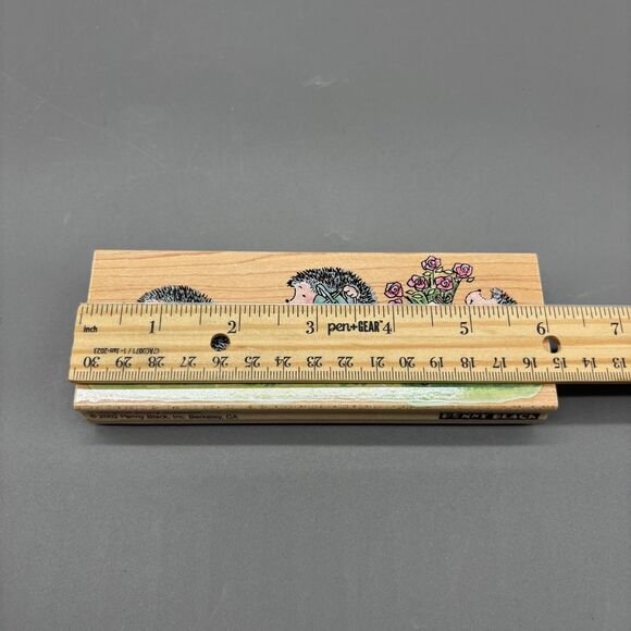 Penny Black Rubber Stamp 2363K Labour of Love Margaret Sherry Hedgehogs Flowers - Picture 7 of 7